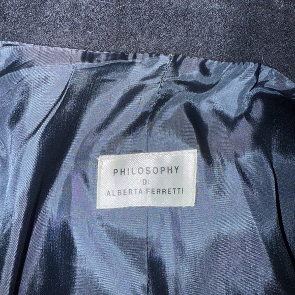 Alberta Ferretti Navy Wool Satin Lined Coat size Small / 4 - Picture 2 of 13